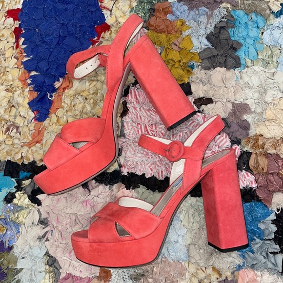 NWOB Prada Coral Suede Platform Sandals 39 - Picture 3 of 6